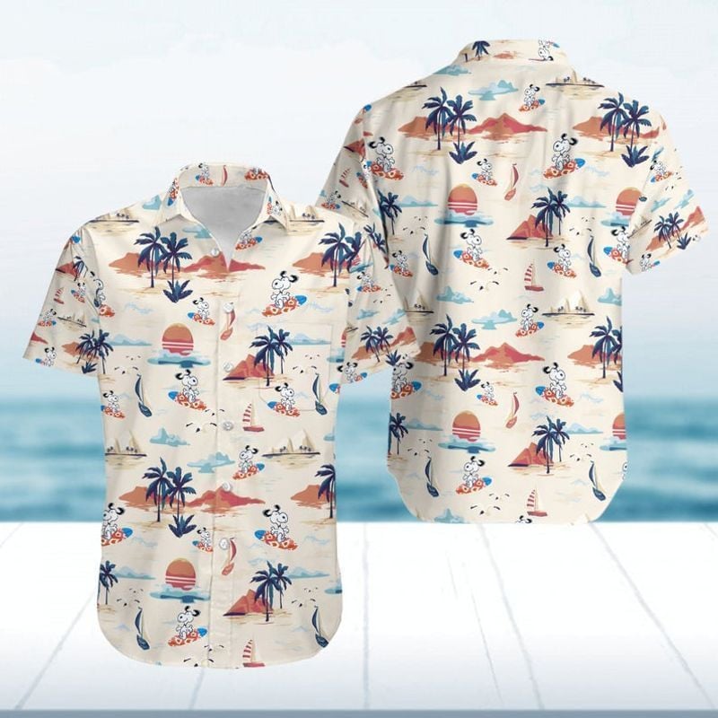 Island Snoopy Summer Graphic Print Short Sleeve Hawaiian Shirt 82