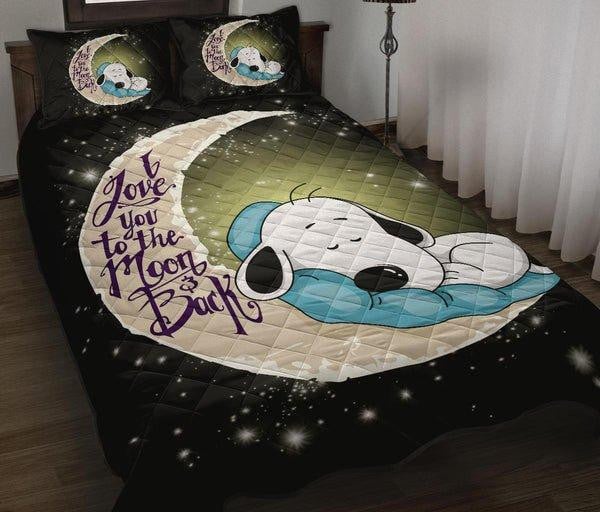 Chibi Snoopy I Love You To The Moon And Back Quilt Bedding Set 20