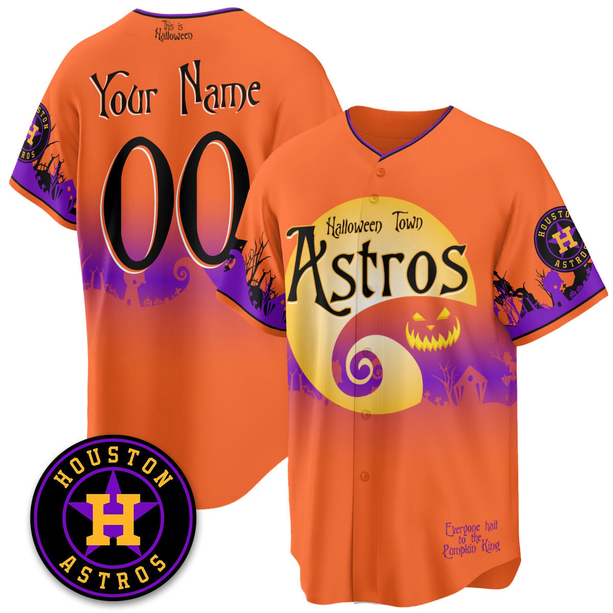 Houston Astros "Halloween Town" Limited Custom Jersey - Stitched