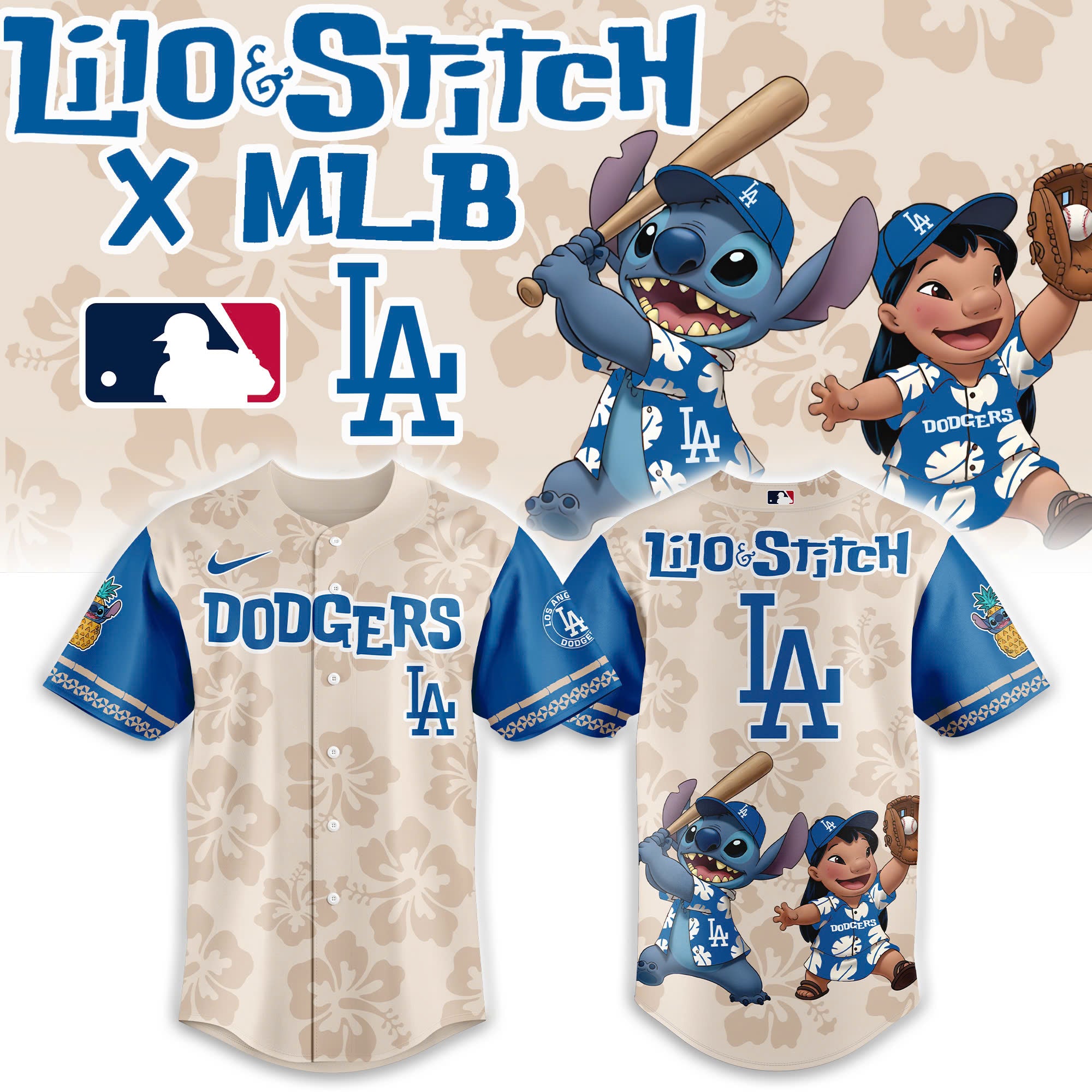 Los Angeles Dodgers Lilo & Stitch 2025 Baseball Jersey 