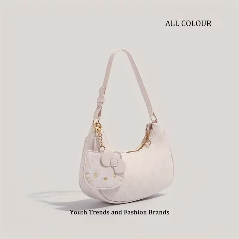 Sanrio 2026 New Sanrio Pink Cute Hello Kitty Armpit Bag, Cartoon Girl Fashion Versatile Shoulder Bag Handbag