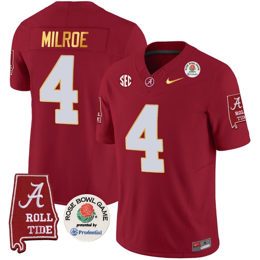 Men's Alabama Crimson Tide Rose Bowl Patch Gold Trim Vapor Limited Jersey - All Stitched