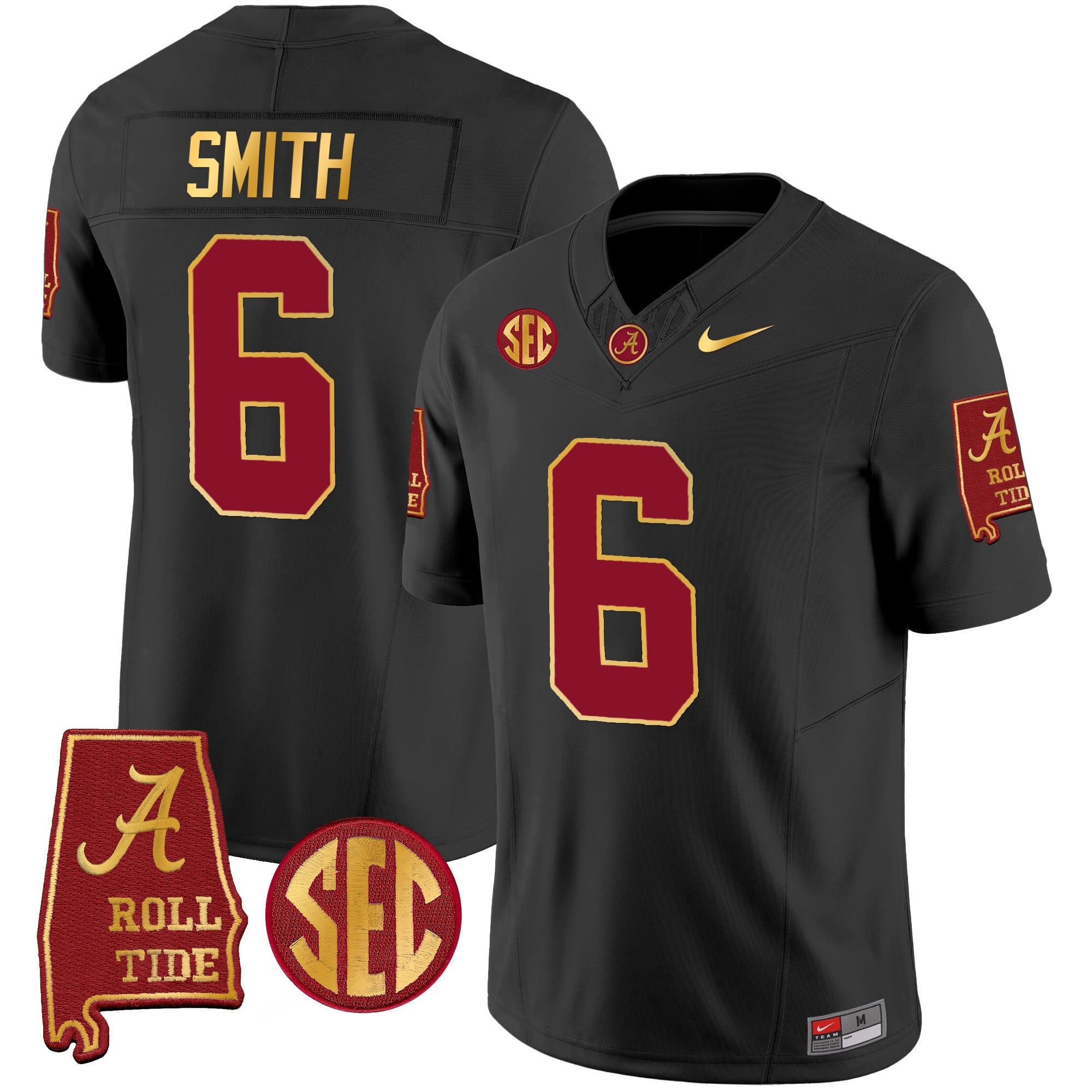Men's Alabama Crimson Tide Gold Trim Vapor Jersey V2 - Alabama Map - All Stitched