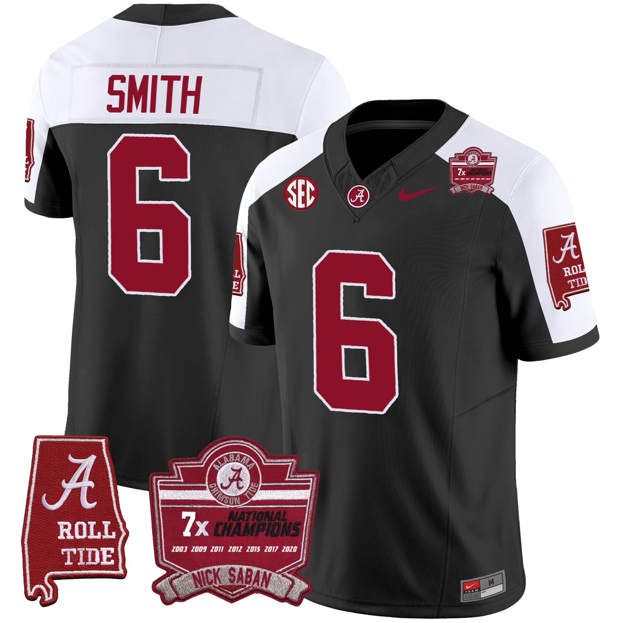 Men's Alabama Crimson Tide Nick Saban 7x Champions Patch Vapor Jersey - All Stitched
