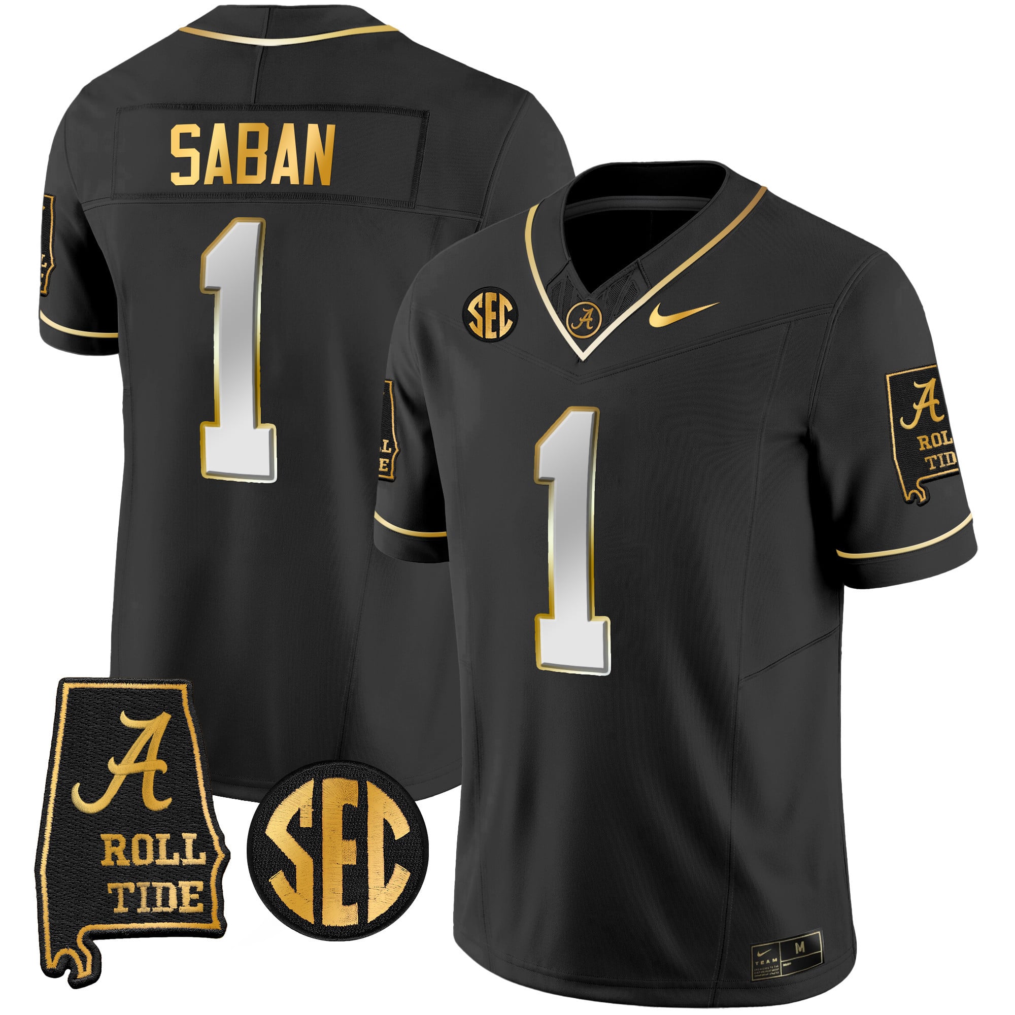 Men's Alabama Crimson Tide Vapor Gold Jersey V3 - Alabama Map - All Stitched