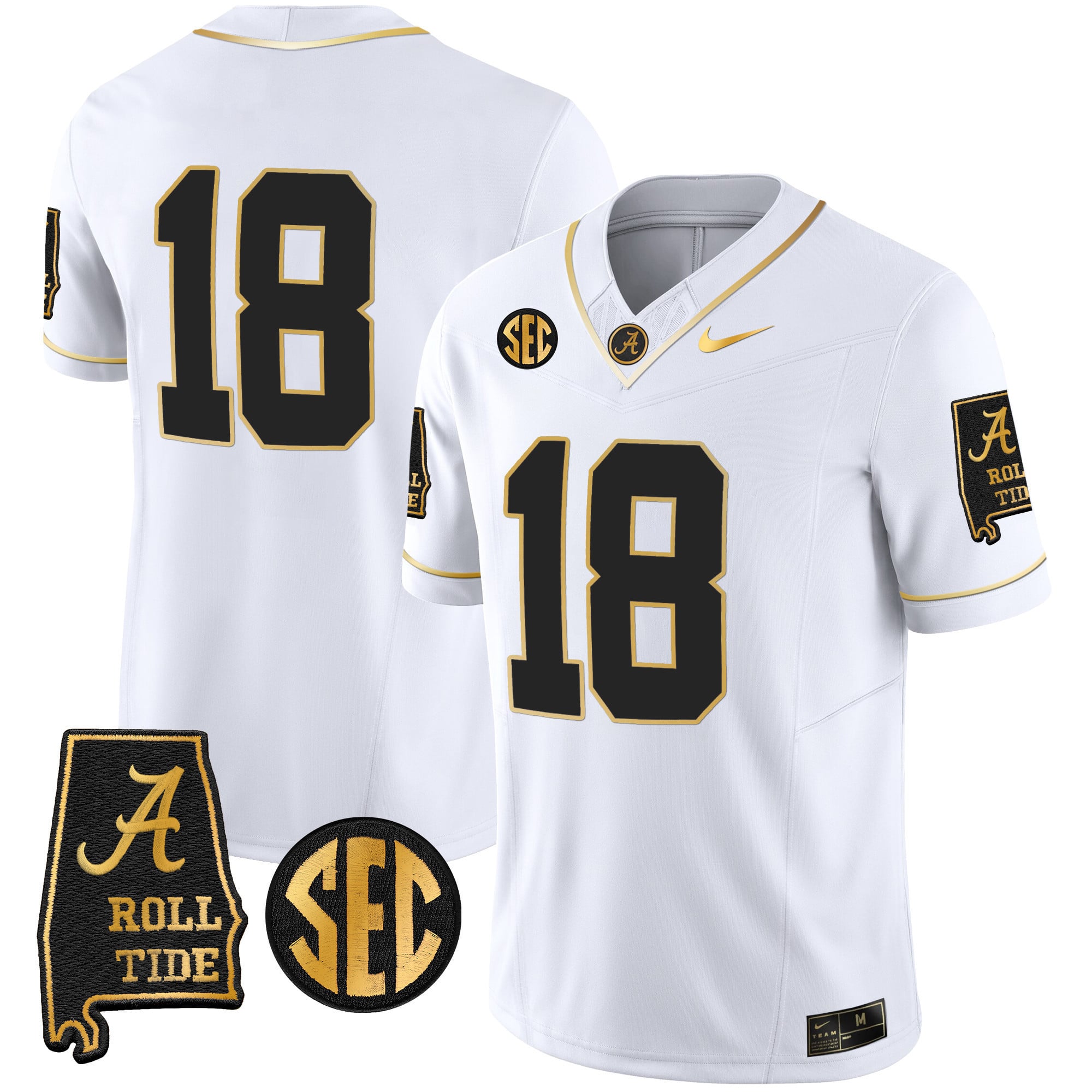 Men's Alabama Crimson Tide Vapor Gold Jersey V3 - Alabama Map - All Stitched