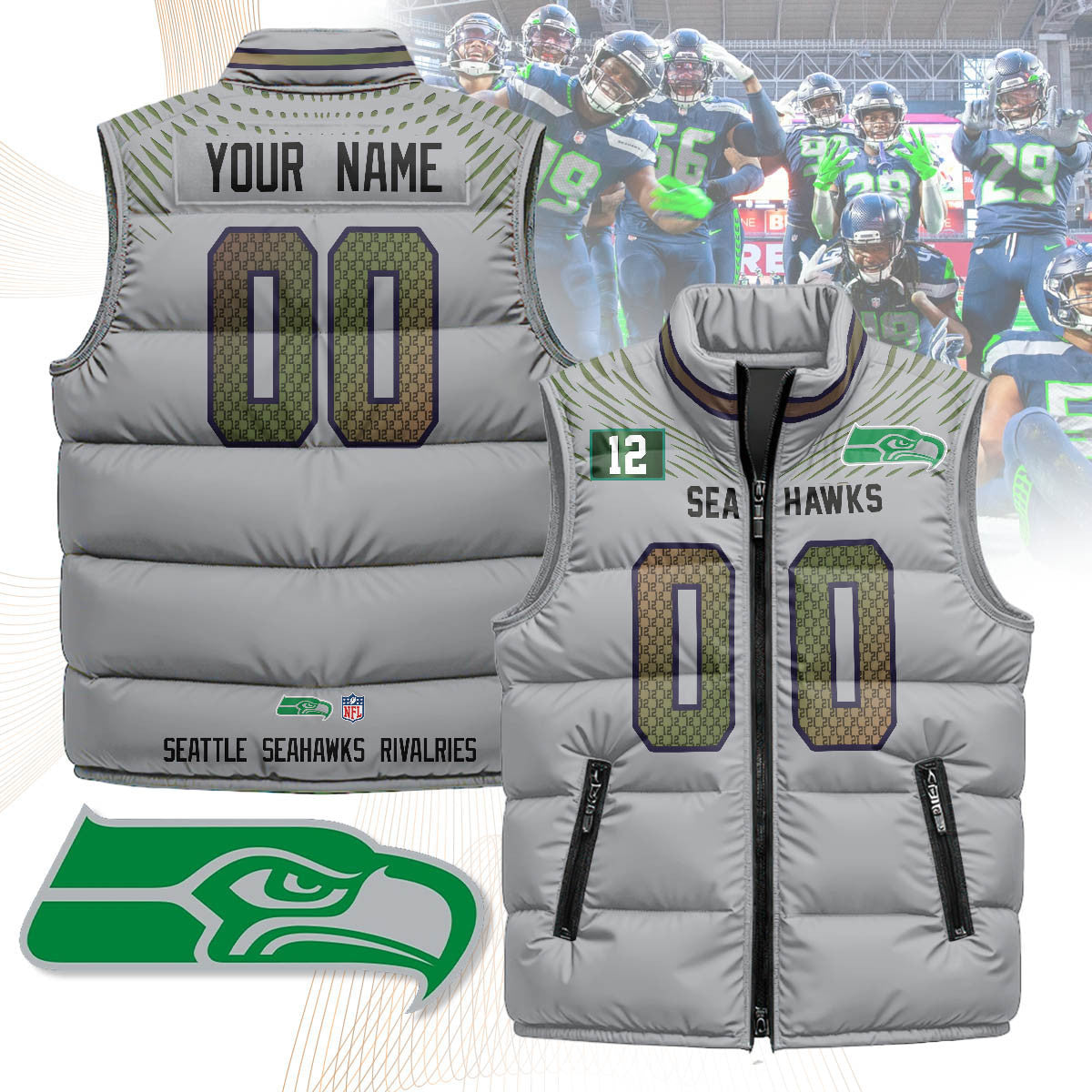 Seattle Seahawks Rivalry Series Custom Puffer Vest