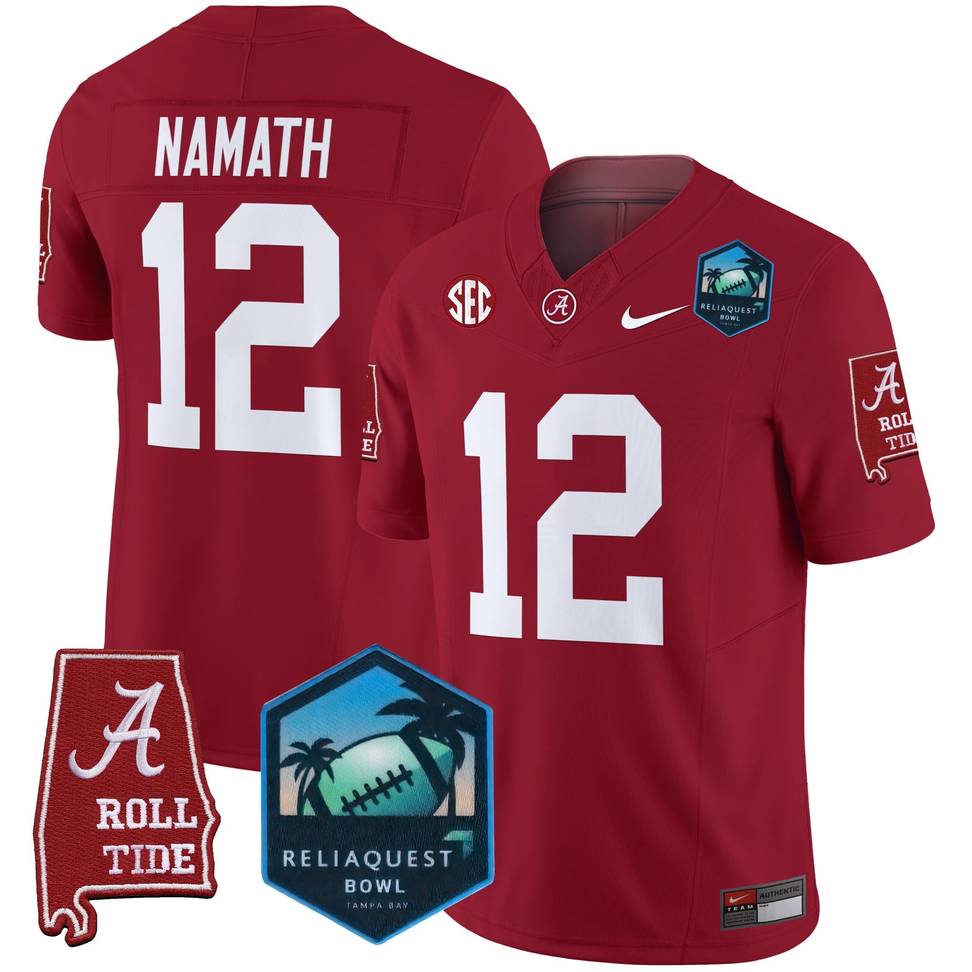 Men's Alabama Crimson Tide 2025 ReliaQuest Bowl Patch Vapor Limited Jersey - All Stitched