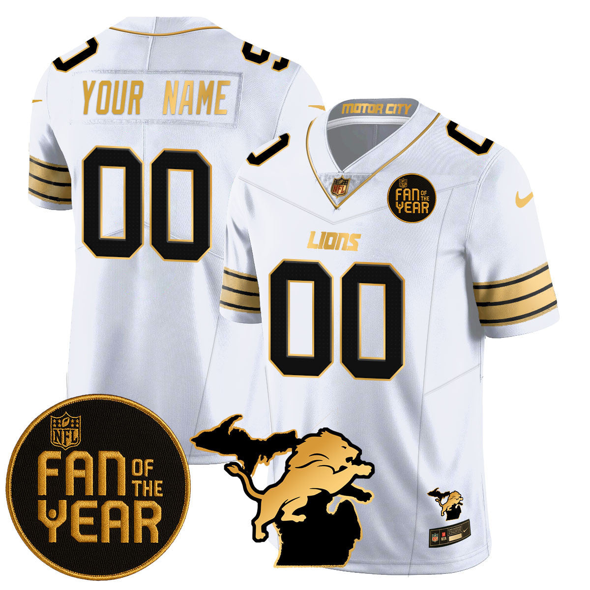 Detroit Lions "Fan Of The Year" Custom Jersey - All Stitched